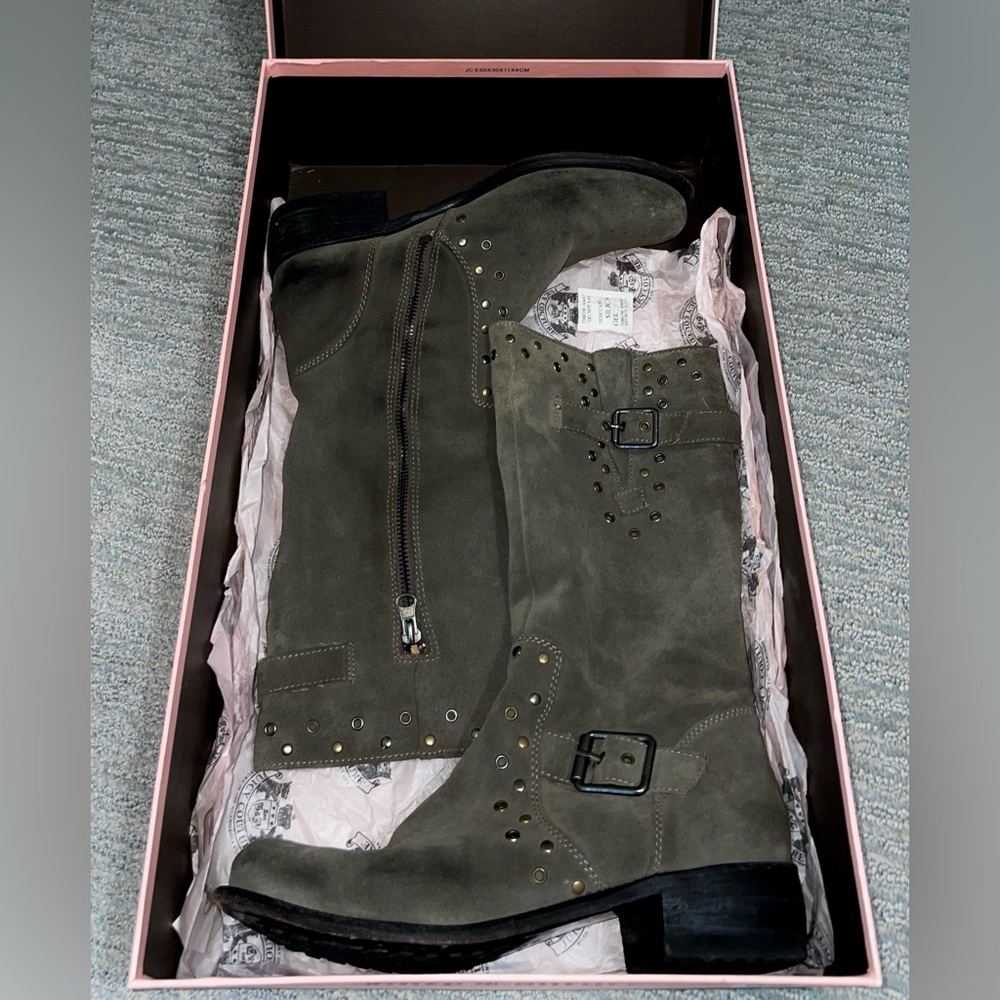 Juicy Couture Grey distressed suede GIORDANA boots size 9